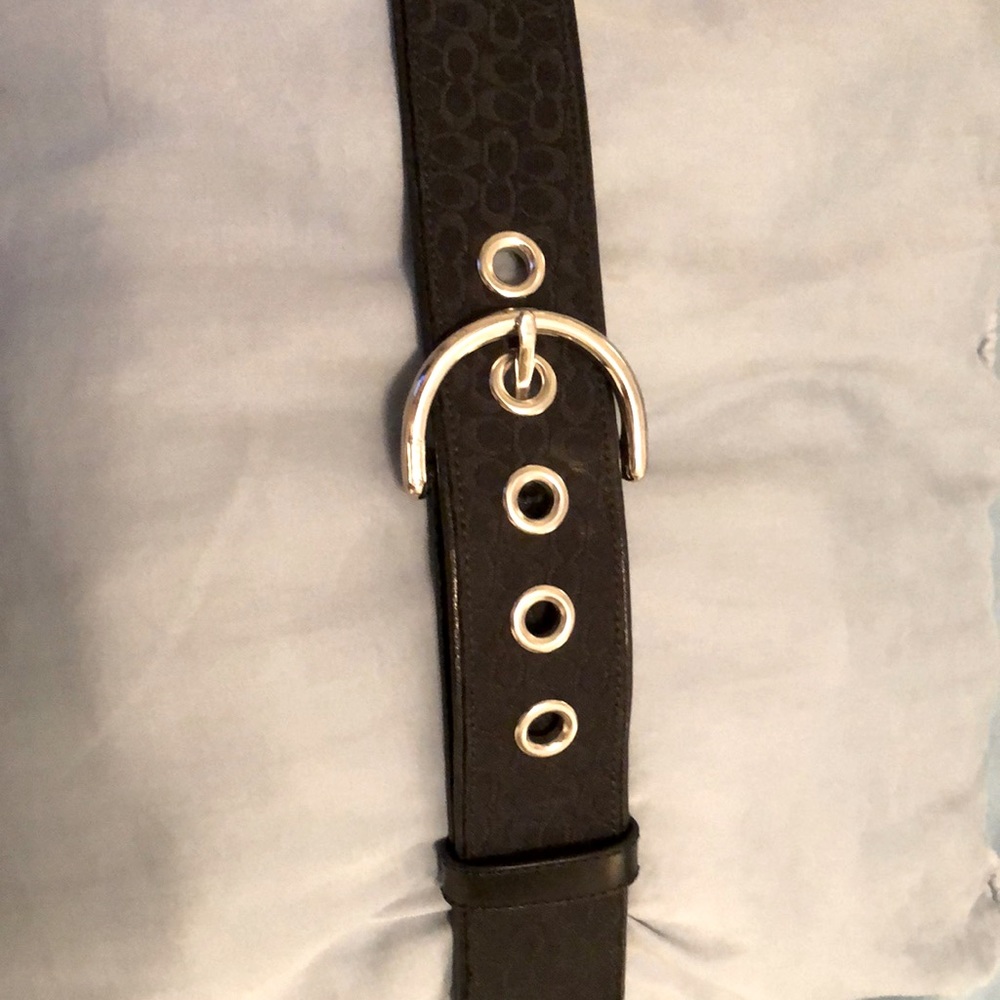 COACH black logo fabric belt